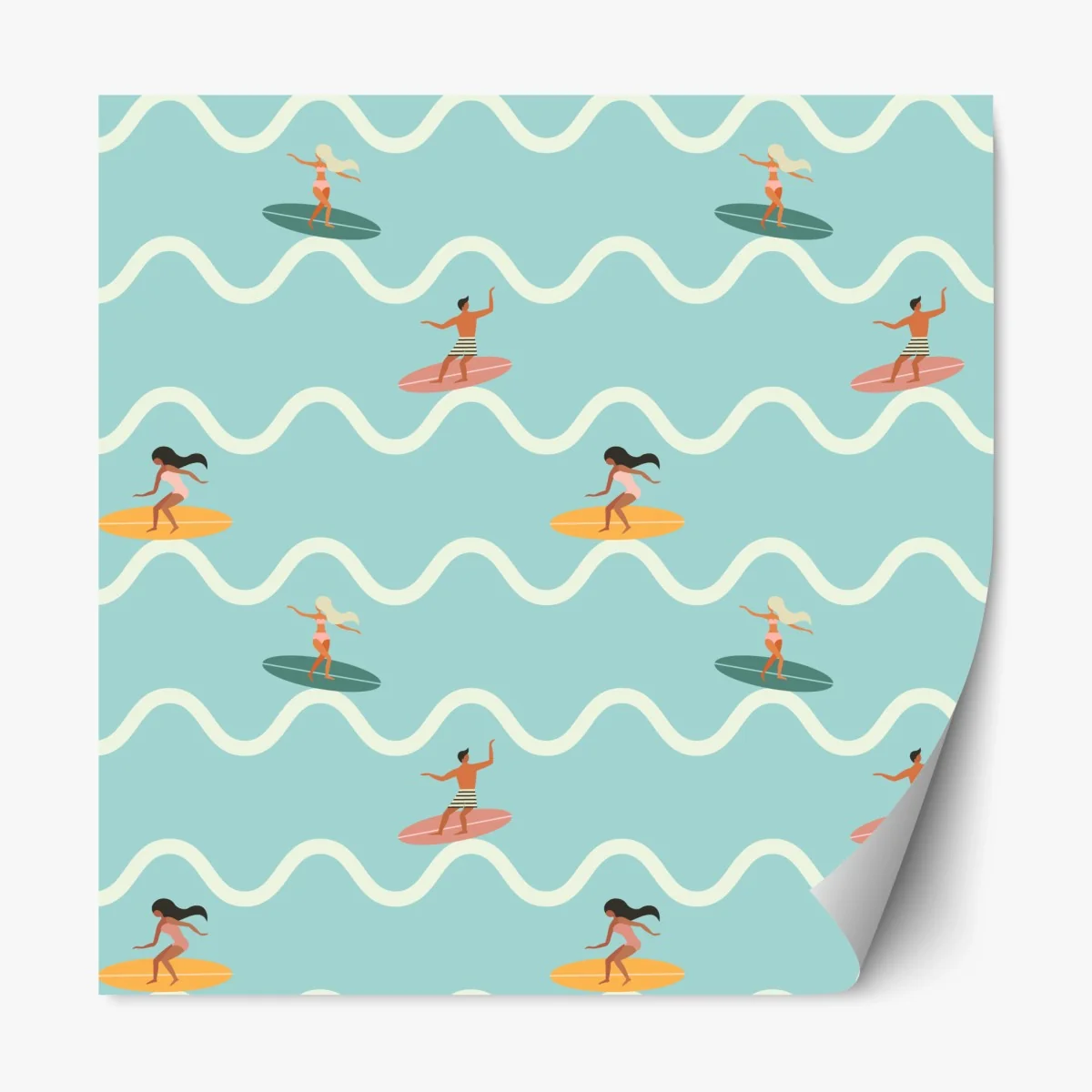 Sticker repositionnable motif surf rétro sur fond turquoise – Wallnifity® Sticker repositionnable motif surf rétro sur fond turquoise – Wallnifity®