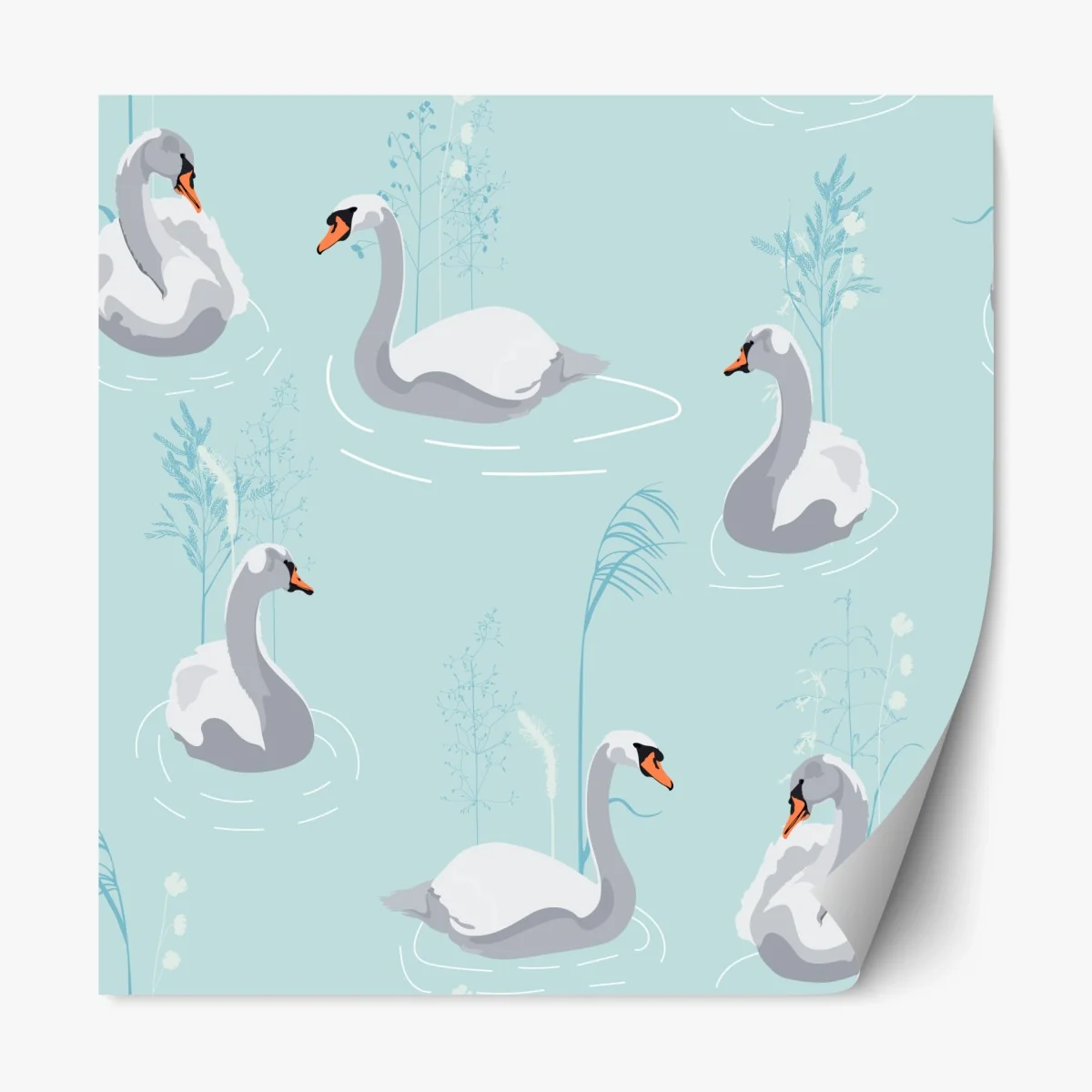 Sticker repositionnable cygnes sur fond bleu pastel – Wallnifity® Sticker repositionnable cygnes sur fond bleu pastel – Wallnifity®