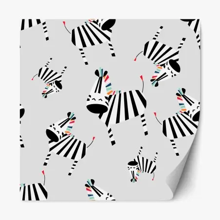 Sticker repositionnable zèbres graphiques à la crinière colorée – Wallnifity®