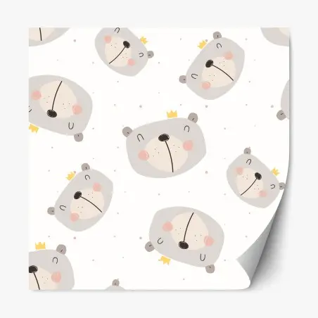 Sticker repositionnable motif oursons couronnés aux tons pastels – Wallnifity®