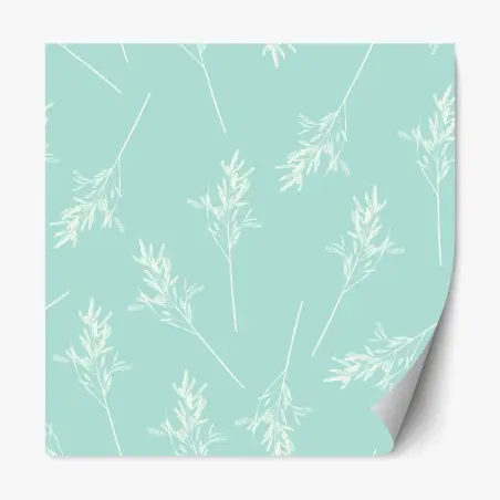 Sticker repositionnable motif herbes délicates sur fond menthe – Wallnifity®