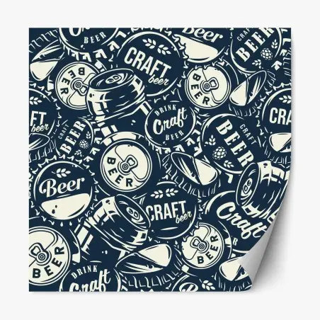 Sticker repositionnable motif bière artisanale rétro et graphique – Wallnifity®