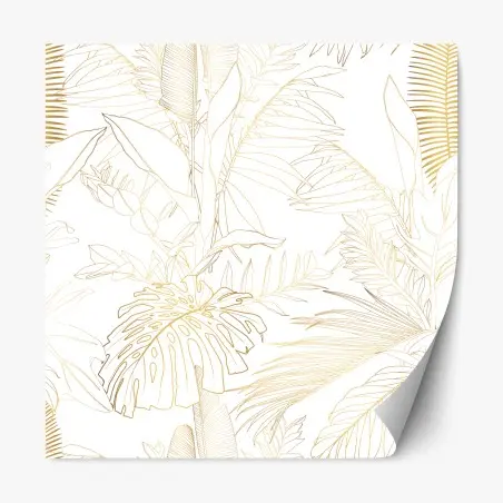 Sticker repositionnable motif botanique doré de feuilles tropicales – Wallnifity®