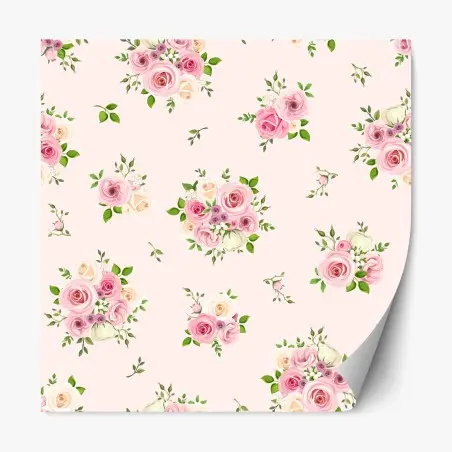 Sticker repositionnable motif floral romantique aux roses pastel – Wallnifity®