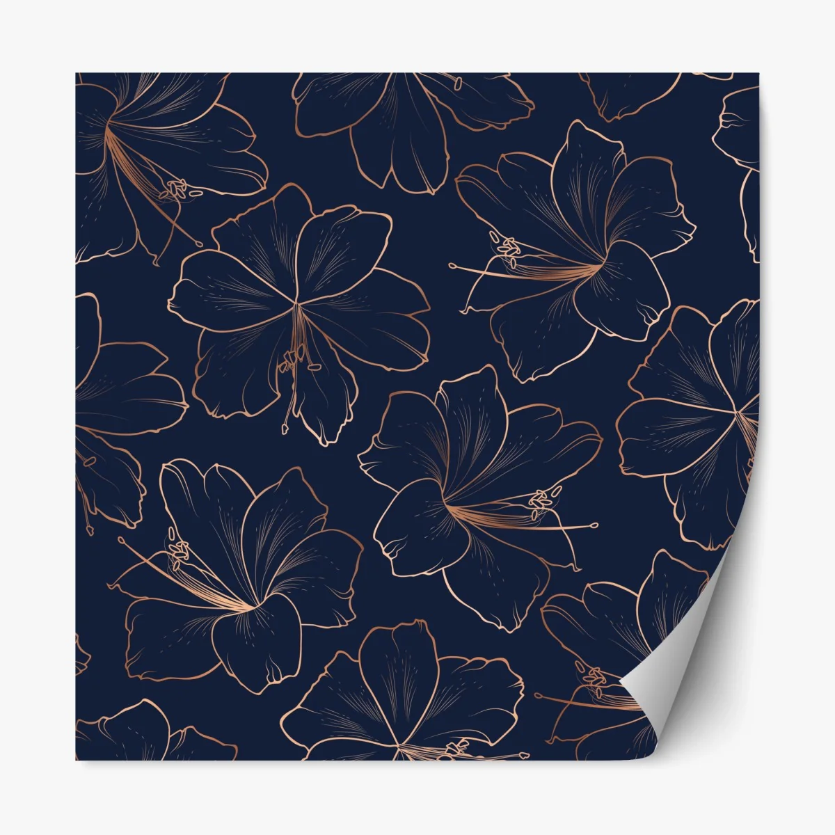 Sticker repositionnable fleurs dorées sur fond bleu marine – Wallnifity® Sticker repositionnable fleurs dorées sur fond bleu marine – Wallnifity®