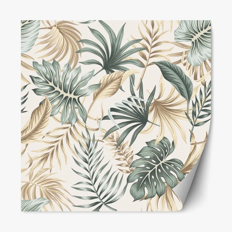 Sticker repositionnable motif feuillage tropical aux tons naturels – Wallnifity® Sticker repositionnable motif feuillage tropical aux tons naturels – Wallnifity®