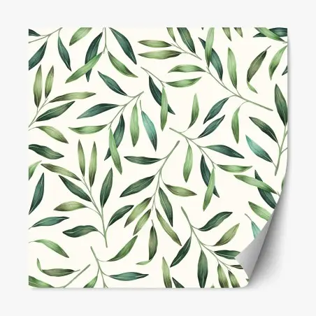 Sticker repositionnable motif de feuillage vert en aquarelle – Wallnifity®