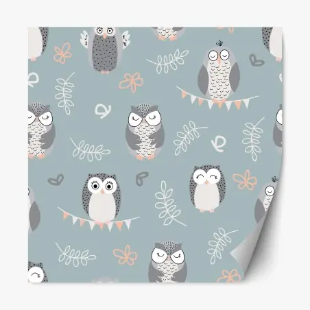 Sticker repositionnable motif chouettes pastel pour chambre d'enfant – Wallnifity®