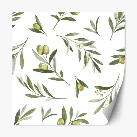 Sticker repositionnable motif d'olivier à l'aquarelle pour déco murale – Wallnifity®