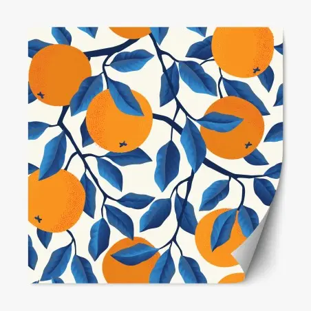 Sticker repositionnable jardin d'orangers stylisé – Wallnifity®