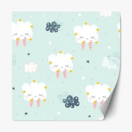 Sticker repositionnable nuages endormis pour chambre d'enfant – Wallnifity®