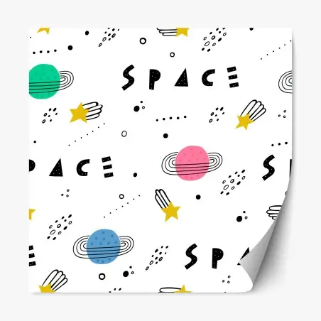 Sticker repositionnable motif espace coloré pour chambre d'enfant – Wallnifity®