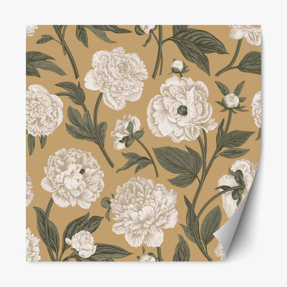 Sticker repositionnable motif de pivoines vintage sur fond beige – Wallnifity® Sticker repositionnable motif de pivoines vintage sur fond beige – Wallnifity®