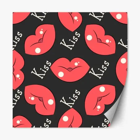 Sticker repositionnable motif lèvres rouges pop art sur fond noir – Wallnifity®