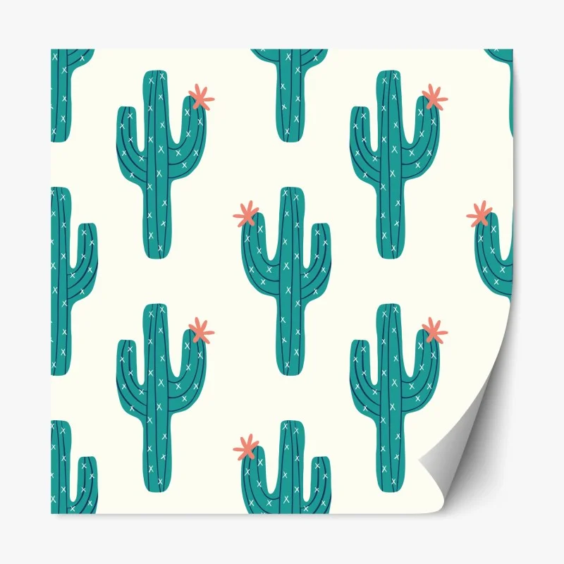 Sticker repositionnable motif cactus graphique vert et rose – Wallnifity® Sticker repositionnable motif cactus graphique vert et rose – Wallnifity®