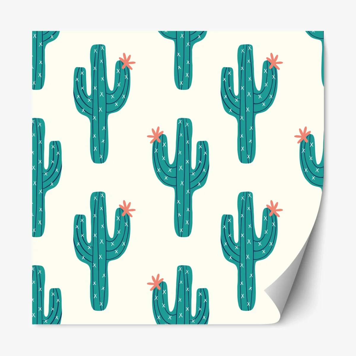 Sticker repositionnable motif cactus graphique vert et rose – Wallnifity® Sticker repositionnable motif cactus graphique vert et rose – Wallnifity®