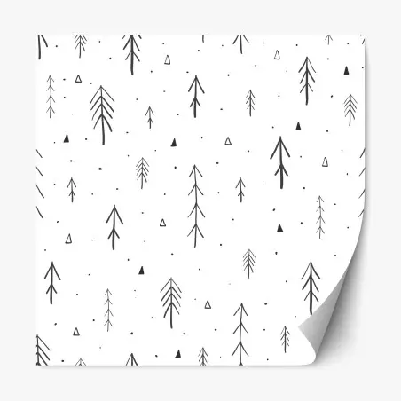 Sticker repositionnable sapins minimalistes scandinaves en noir et blanc – Wallnifity®