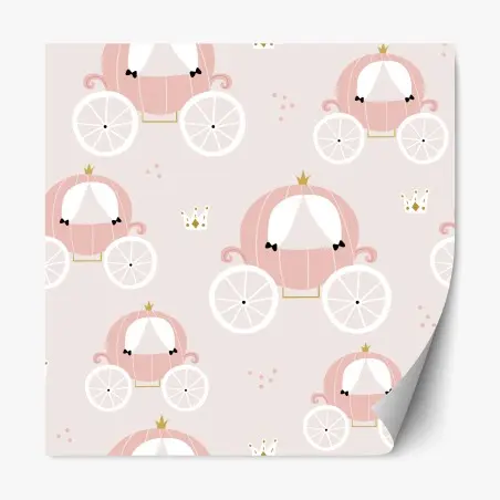 Sticker repositionnable carrosse de princesse motif féerique rose – Wallnifity®