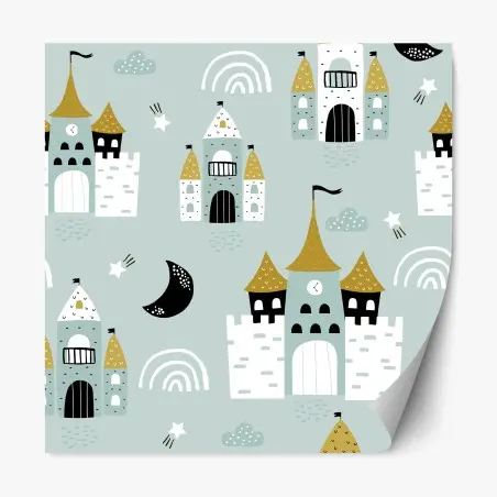 Sticker repositionnable motif château féerique pour chambre d'enfant – Wallnifity®