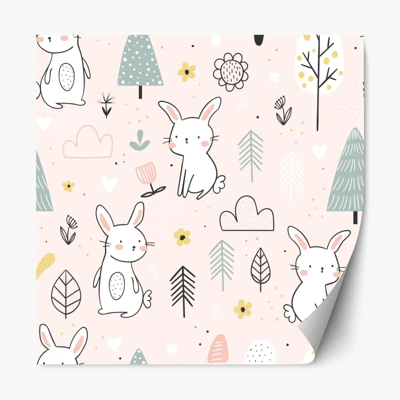Sticker repositionnable motif lapins pastel pour chambre d'enfant – Wallnifity®
