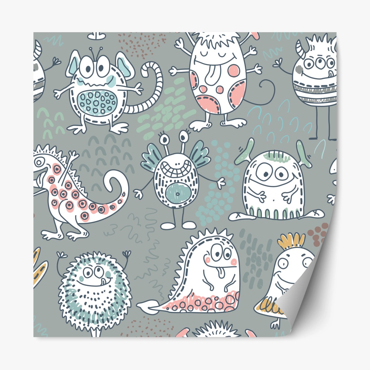 Sticker repositionnable motifs de monstres mignons pour chambre d'enfant – Wallnifity®