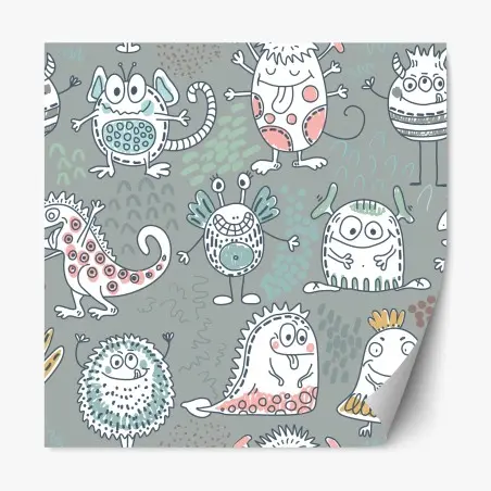 Sticker repositionnable motifs de monstres mignons pour chambre d'enfant – Wallnifity®