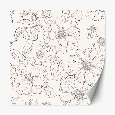 Sticker repositionnable motif floral délicat au trait – Wallnifity®