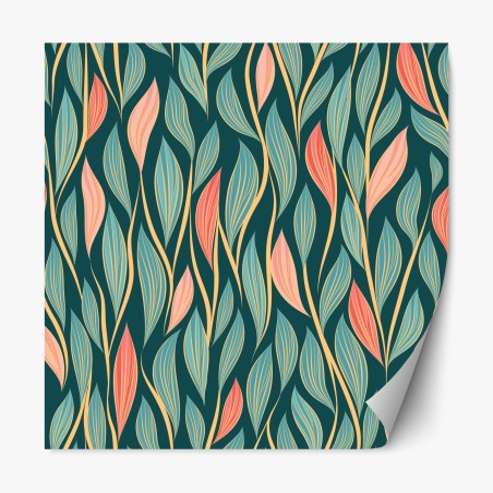 Sticker repositionnable motif feuilles élégantes art déco – Wallnifity®