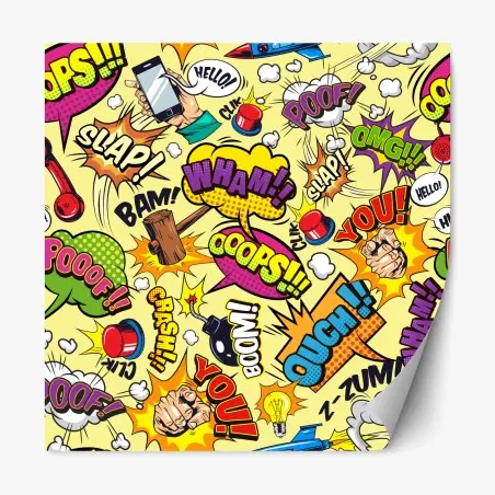 Sticker repositionnable explosion d'onomatopées pop art colorée – Wallnifity®