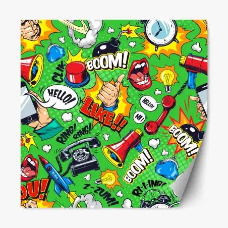 Sticker repositionnable motif pop art explosif aux onomatopées – Wallnifity®