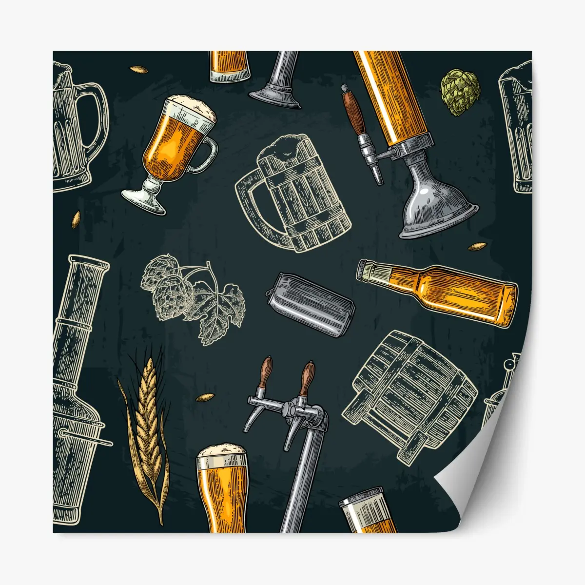 Sticker repositionnable motifs de brasserie vintage – Wallnifity®