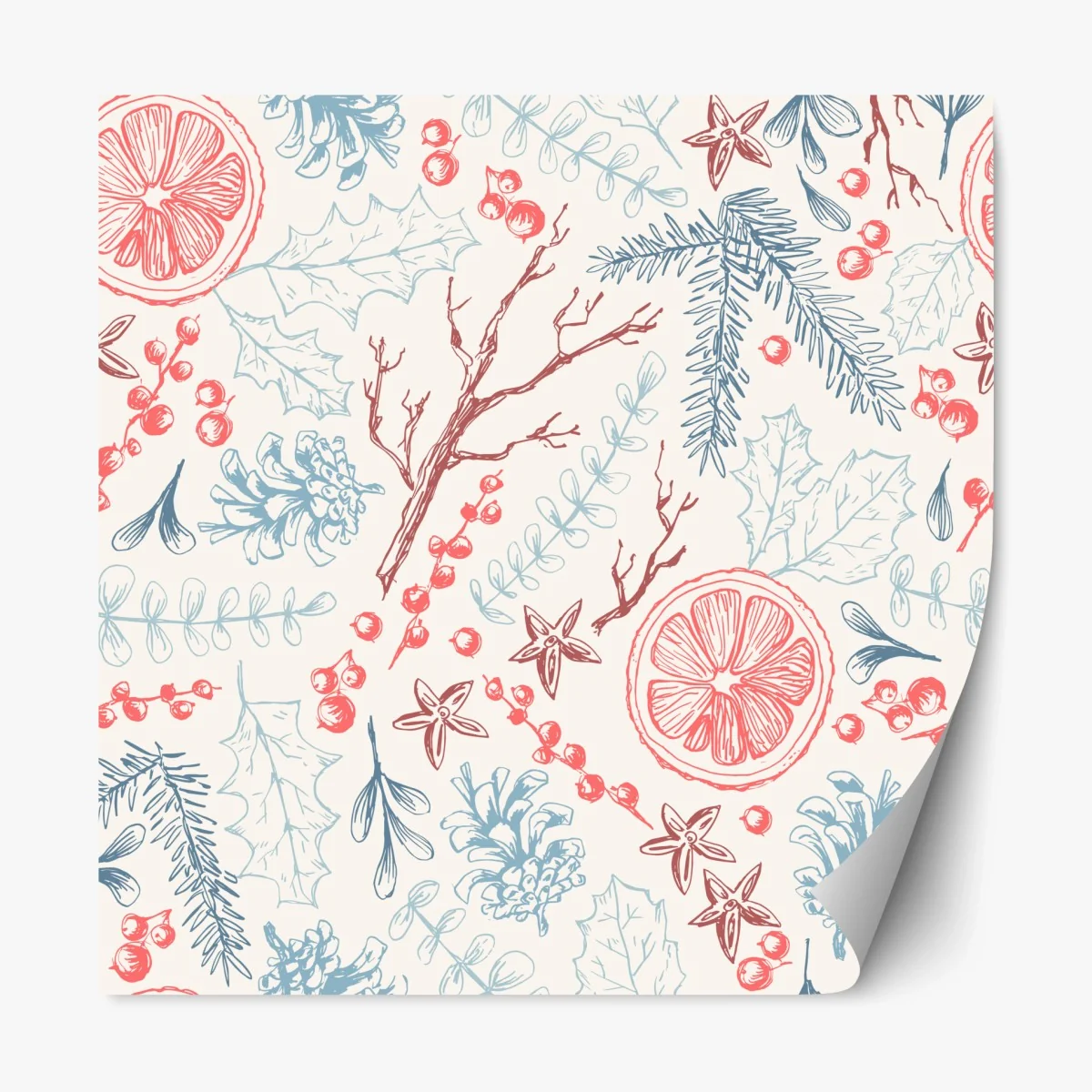 Sticker repositionnable motif botanique hivernal aux agrumes et épices – Wallnifity® Sticker repositionnable motif botanique hivernal aux agrumes et épices – Wallnifity®