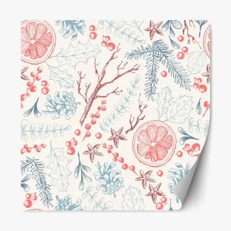 Sticker repositionnable motif botanique hivernal aux agrumes et épices – Wallnifity®
