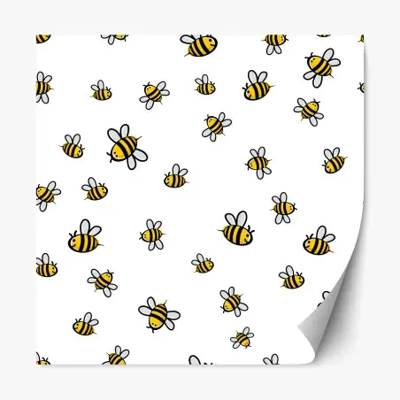 Sticker repositionnable motif d'abeilles joyeuses sur fond blanc – Wallnifity®