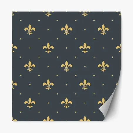 Sticker repositionnable motif fleur de lys doré sur fond bleu nuit – Wallnifity®