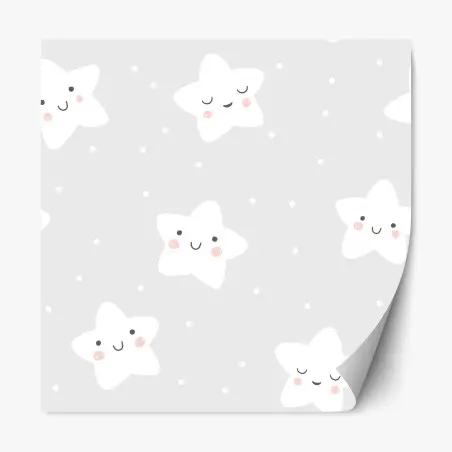 Sticker repositionnable motif d'étoiles souriantes pour chambre d'enfant – Wallnifity®