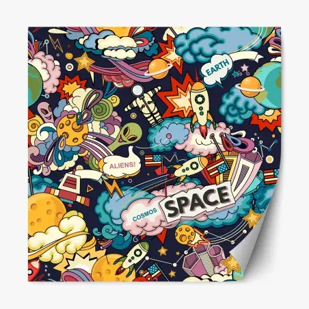 Sticker repositionnable aventure spatiale colorée et ludique – Wallnifity®