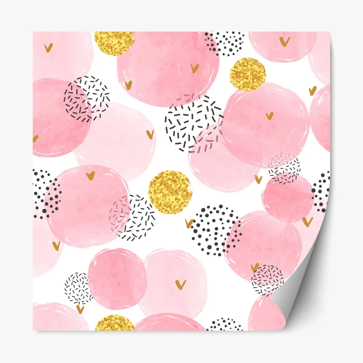 Sticker repositionnable motif bulles aquarelle rose avec accents dorés – Wallnifity® Sticker repositionnable motif bulles aquarelle rose avec accents dorés – Wallnifity®