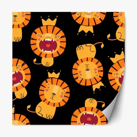 Sticker repositionnable motif lions couronnés et joyeux – Wallnifity®