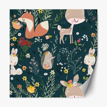 Sticker repositionnable forêt enchantée d'animaux mignons – Wallnifity®