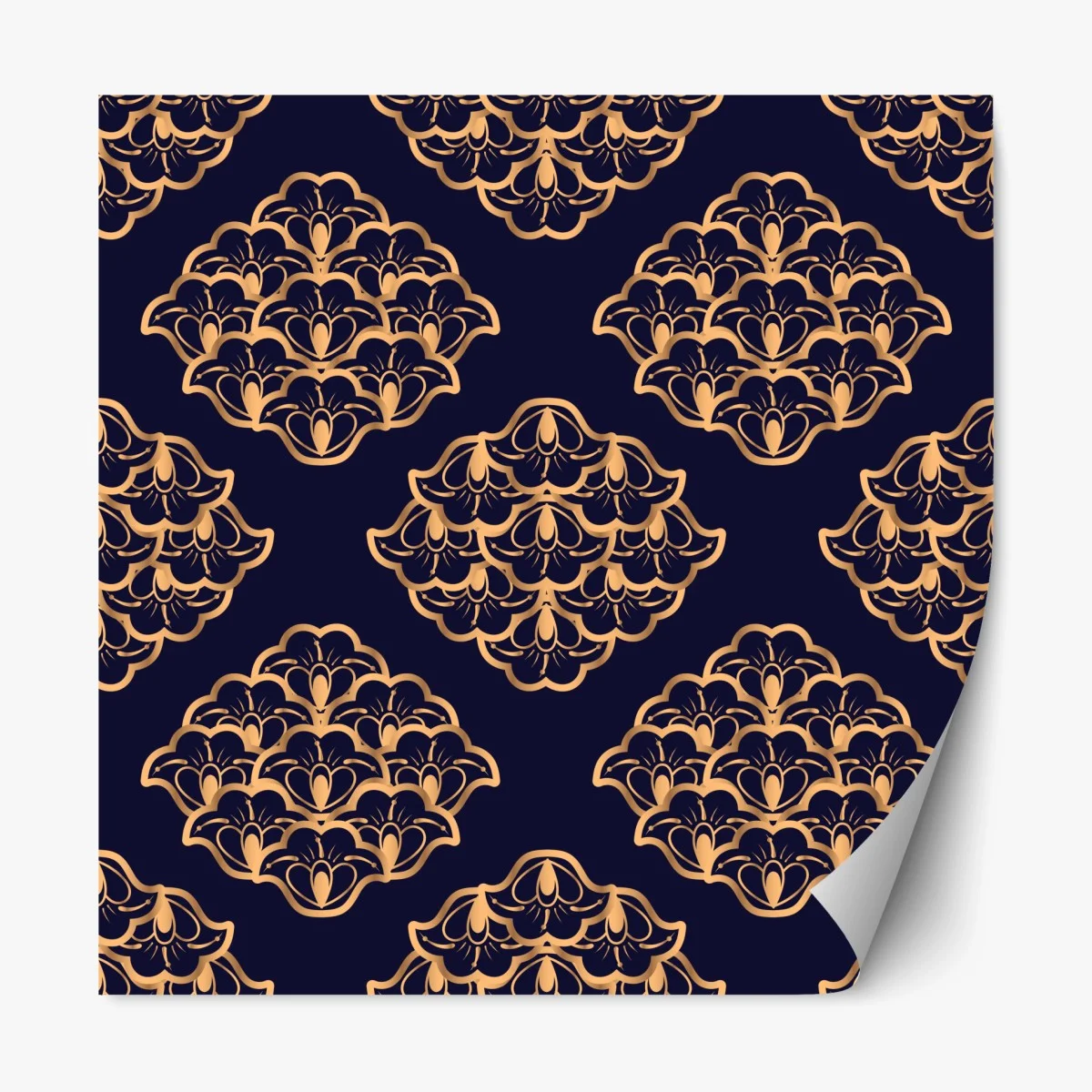 Sticker repositionnable motif floral doré sur fond bleu marine – Wallnifity® Sticker repositionnable motif floral doré sur fond bleu marine – Wallnifity®