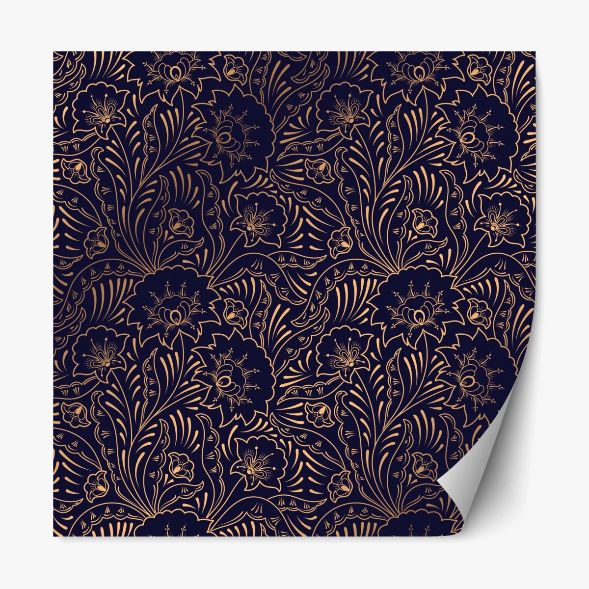 Sticker repositionnable motif floral art déco doré sur fond bleu nuit – Wallnifity® Sticker repositionnable motif floral art déco doré sur fond bleu nuit – Wallnifity®