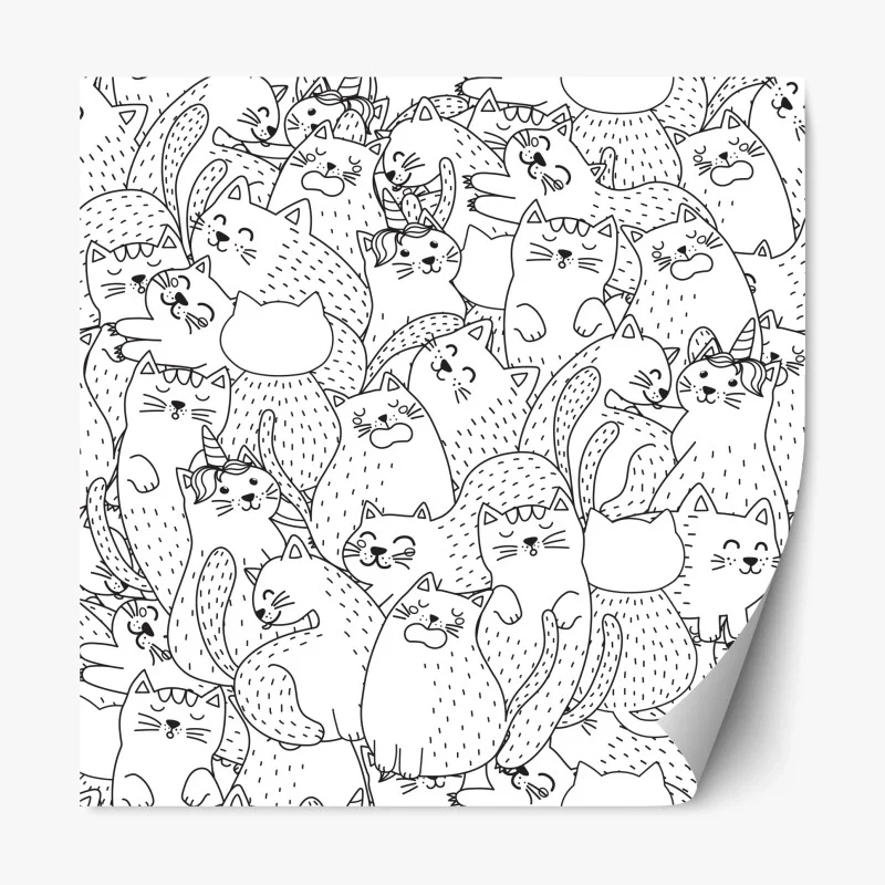 Sticker repositionnable motif de chats mignons en noir et blanc – Wallnifity® Sticker repositionnable motif de chats mignons en noir et blanc – Wallnifity®