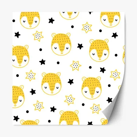 Sticker repositionnable motif oursons jaunes et étoiles pour chambre d'enfant – Wallnifity®