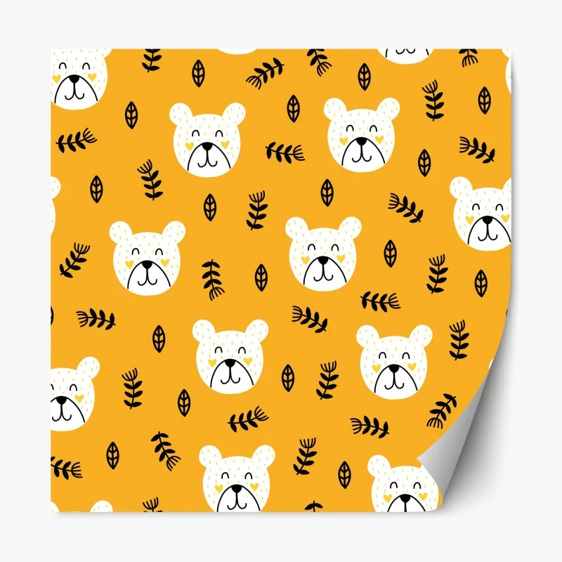 Sticker repositionnable motif oursons joyeux sur fond moutarde – Wallnifity® Sticker repositionnable motif oursons joyeux sur fond moutarde – Wallnifity®