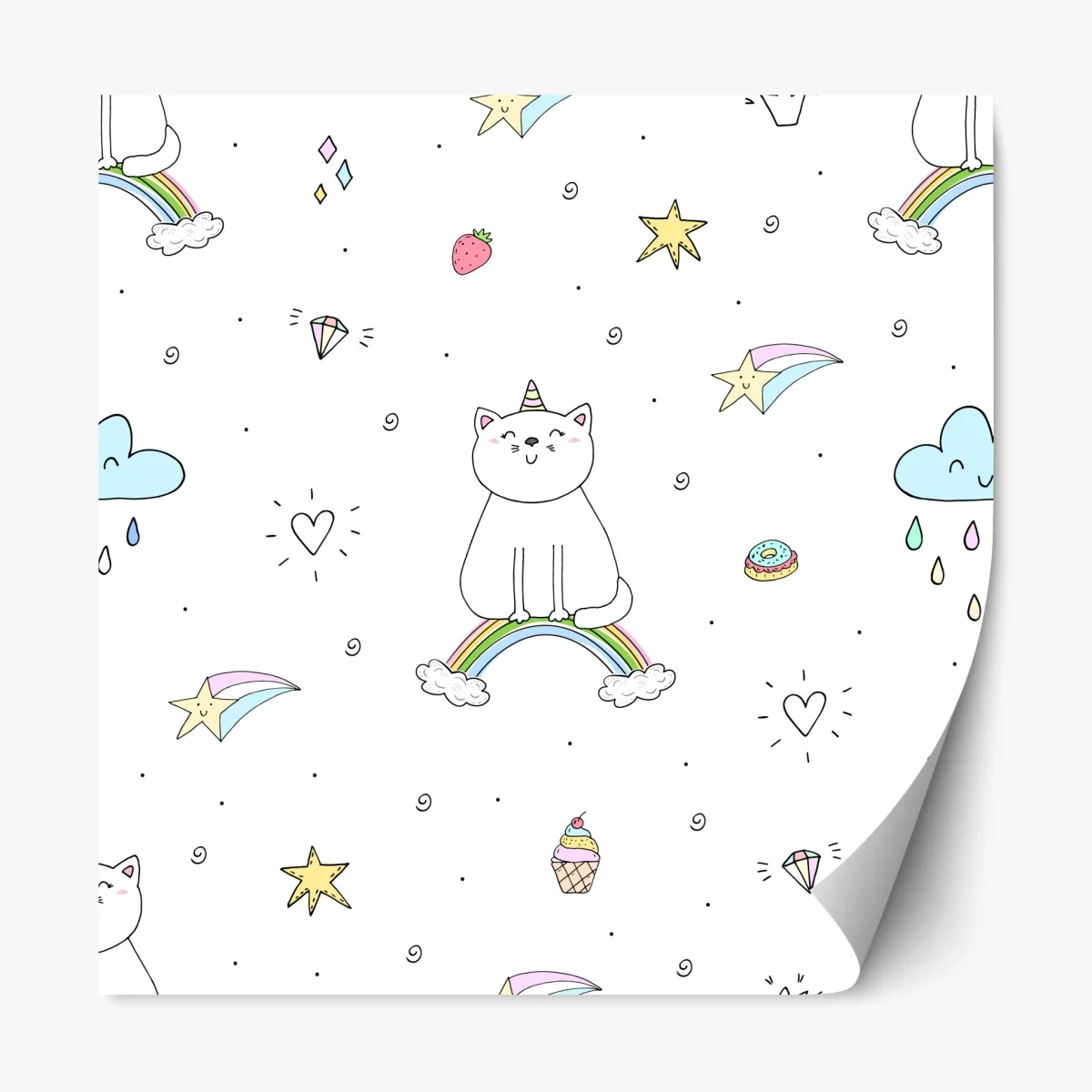 Sticker repositionnable motif chaton arc-en-ciel mignon pour chambre d'enfant – Wallnifity® Sticker repositionnable motif chaton arc-en-ciel mignon pour chambre d'enfant – Wallnifity®