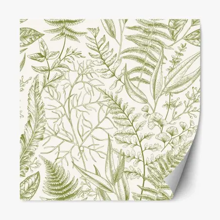 Sticker repositionnable motif botanique feuilles et fougères – Wallnifity®