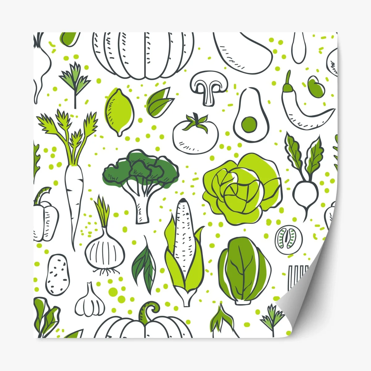 Sticker repositionnable motif légumes frais et graphiques – Wallnifity® Sticker repositionnable motif légumes frais et graphiques – Wallnifity®