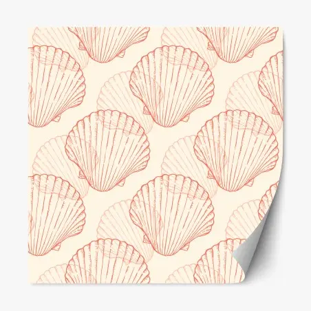 Sticker repositionnable motif coquillages corail sur fond beige – Wallnifity®