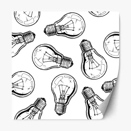 Sticker repositionnable motif ampoules vintage en noir et blanc – Wallnifity®